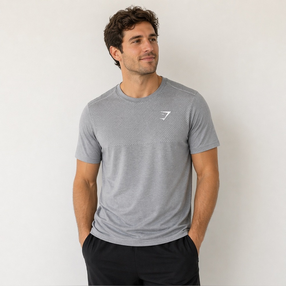 Gymshark Gray Performance T-Shirt Men’s Small Athletic Tee Breathable